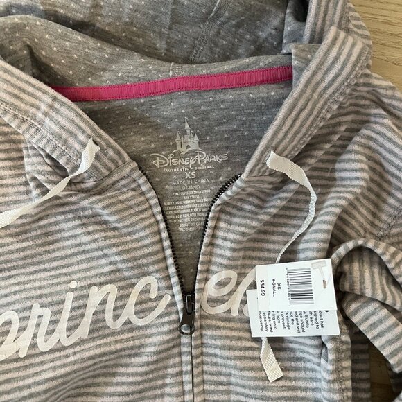Disney Parks Princess Full Zip Hoodie Size XS Jacket Striped Pink Gray Graphics - Picture 5 of 6